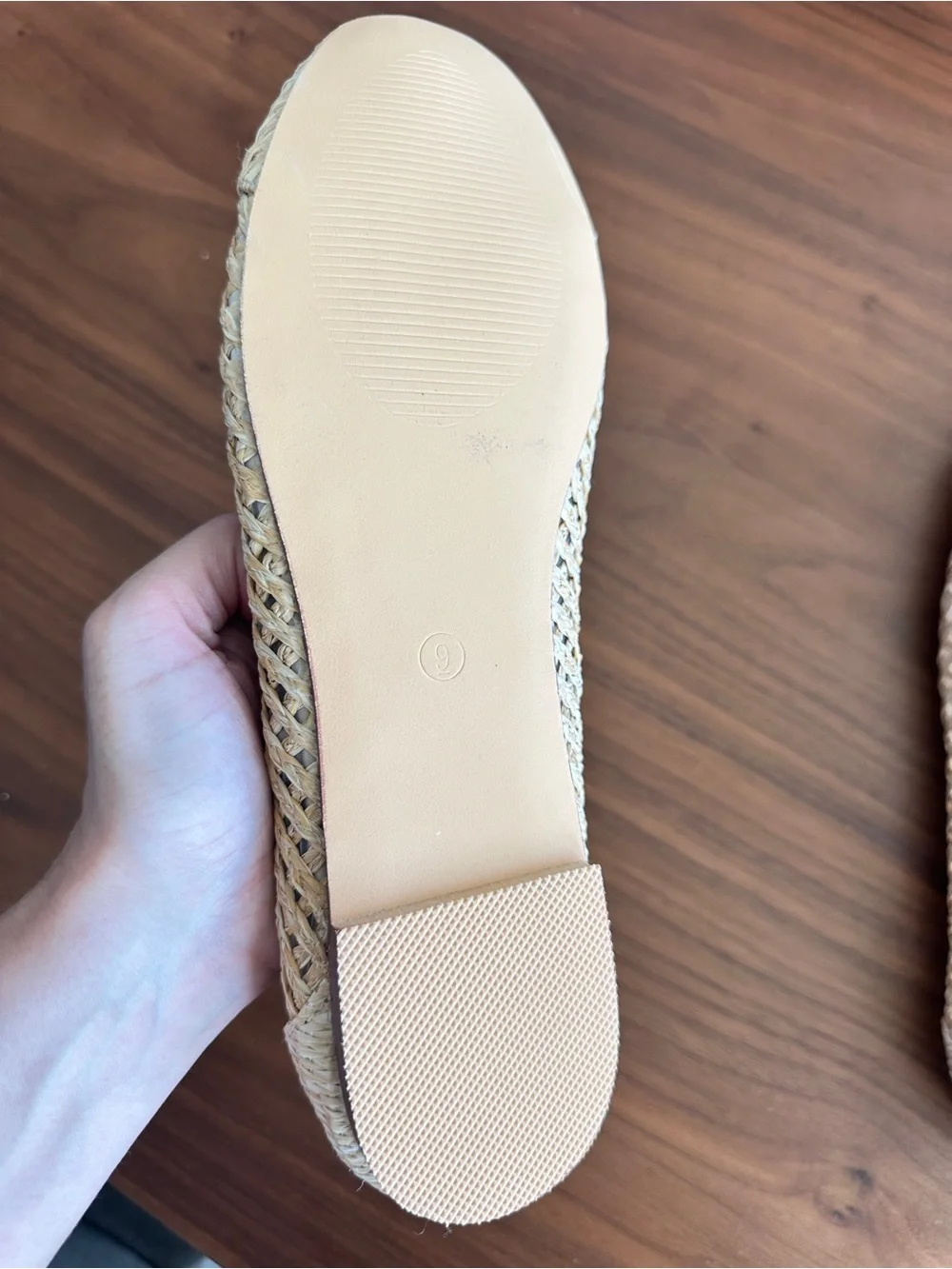 Tasteall Woven Raffia Square Toe Ballet Flats Comfort Dress Shoes Bow Size 9